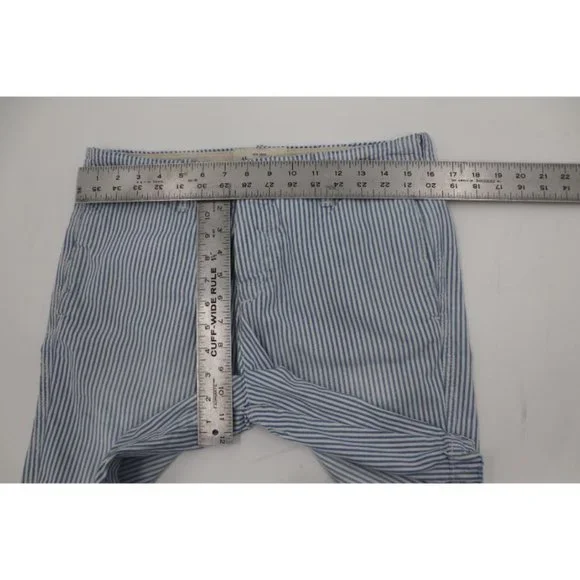 abercrombie fitch men's 30 9.5" striped white blue distressed flat front shorts - Picture 6 of 14
